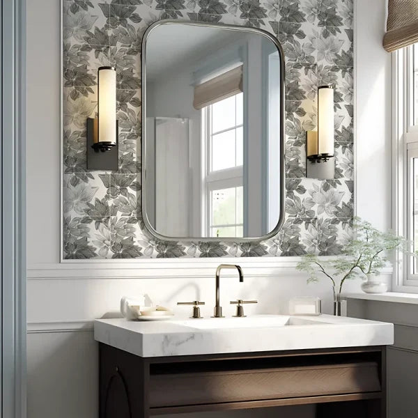 Botanical White Marble Designer Mosaic 12x12" | 3 Colors