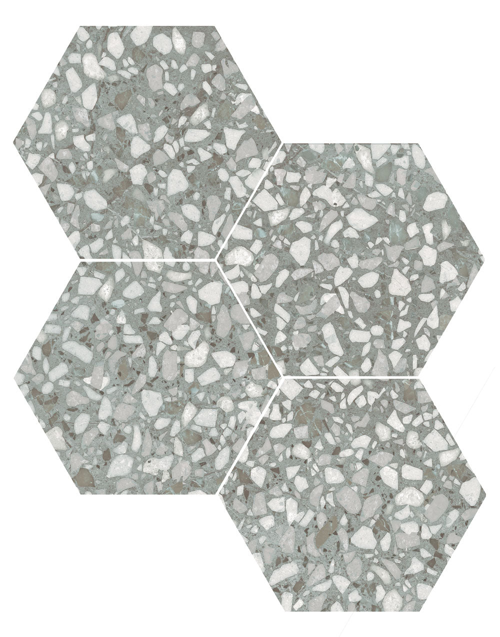 Terazzo Mineral 9.05x10.63" Hexagon Porcelain Tile | 5 Colors