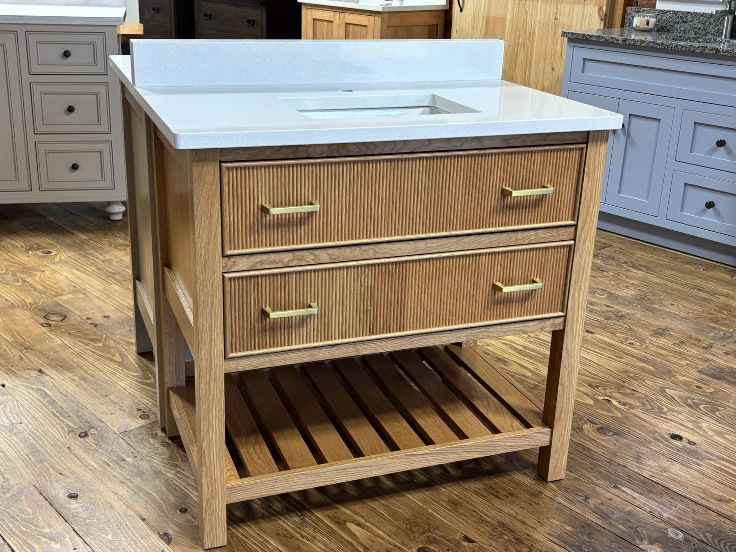 Belmont Fluted 24" |30"|36" Amish Made Bathroom Cabinet (Base only)