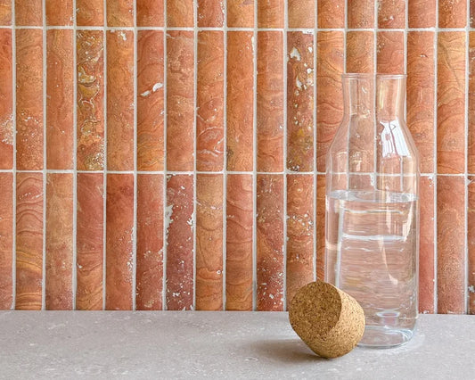 Serene 12.6x12" Travertine Cotto Fluted Natural Stone Mosaic | 2 options