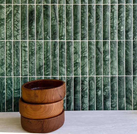 Serene 12.6x12" Forest Green Fluted Natural Stone Mosaic | 2 options