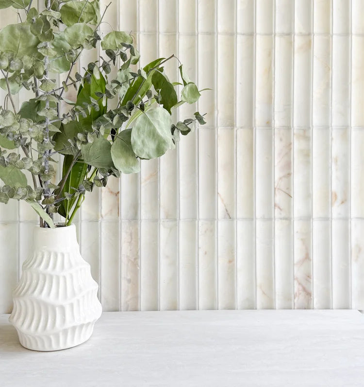 Serene 12.6x12" Bellagio Gold Fluted Natural Stone Mosaic | 2 options