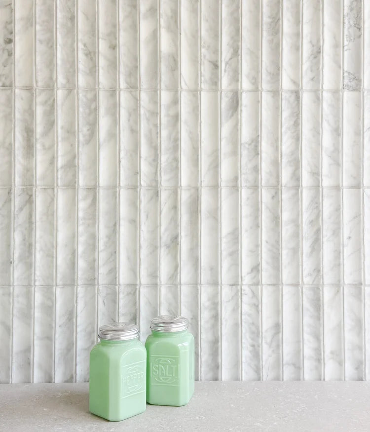 Serene 12.6x12" White Carrara Fluted Natural Stone Mosaic | 2 options