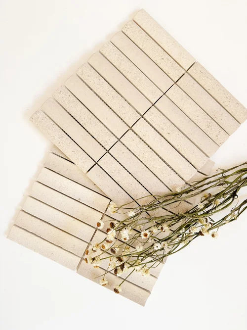 Serene 12.6x12" Limestone Fluted Natural Stone Mosaic | 2 options