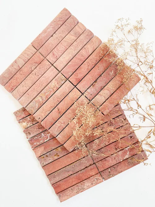 Serene 12.6x12" Travertine Cotto Fluted Natural Stone Mosaic | 2 options