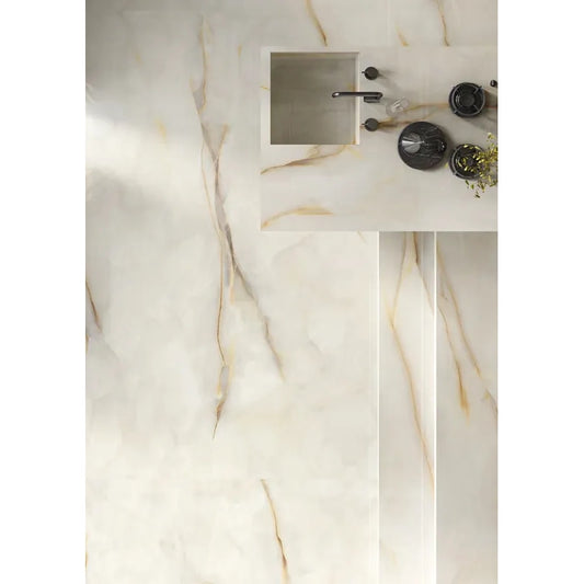Imperium Ivory Onyx Porcelain Tile Collection 24x48" | mosaic