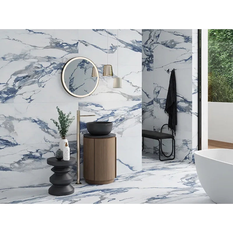 Glacier Blue Polished Porcelain Tile 24×48" - Tilevanity.com