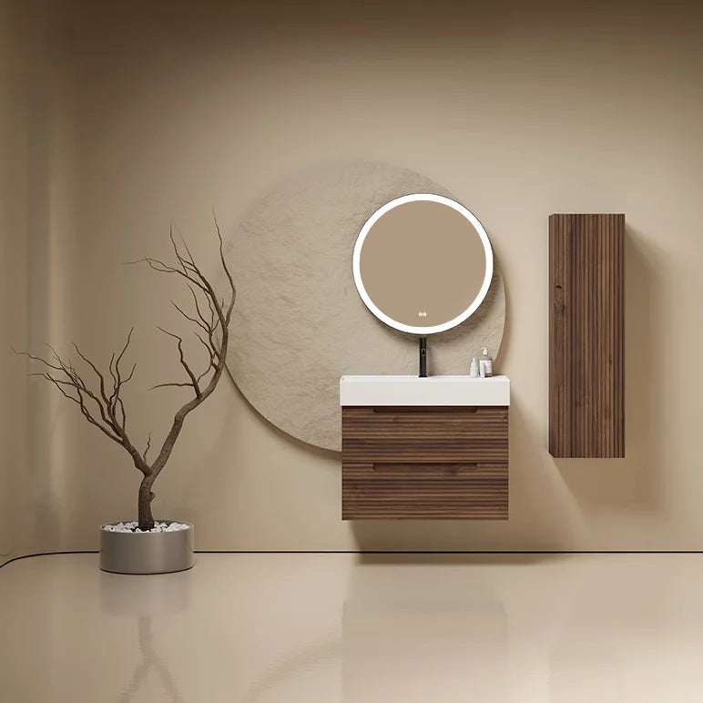 Montello 24" Brown Wood Wall Hung Bathroom Vanity Base Only - Tilevanity.com