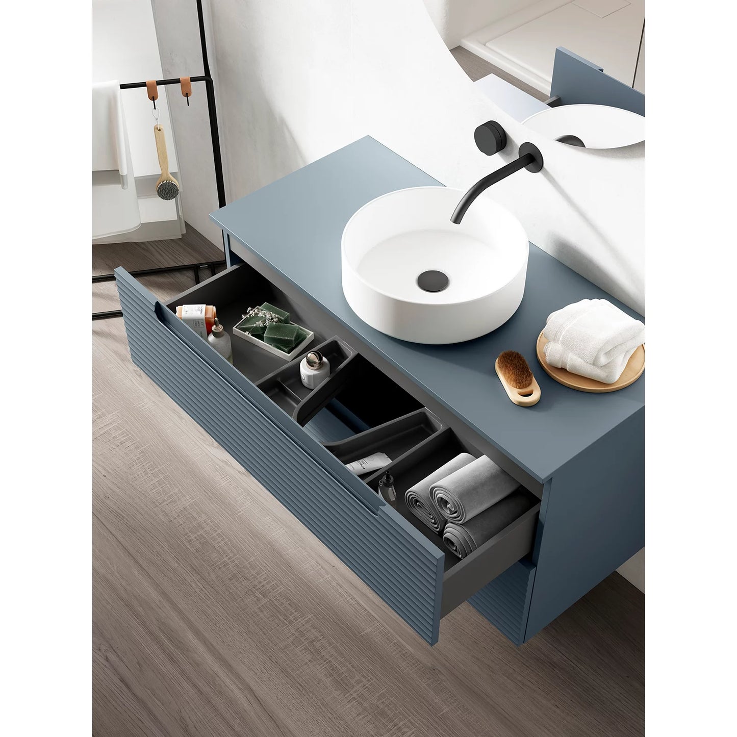 Montello 40" Blue Wall-Mounted Vanity with Sink - Tilevanity.com