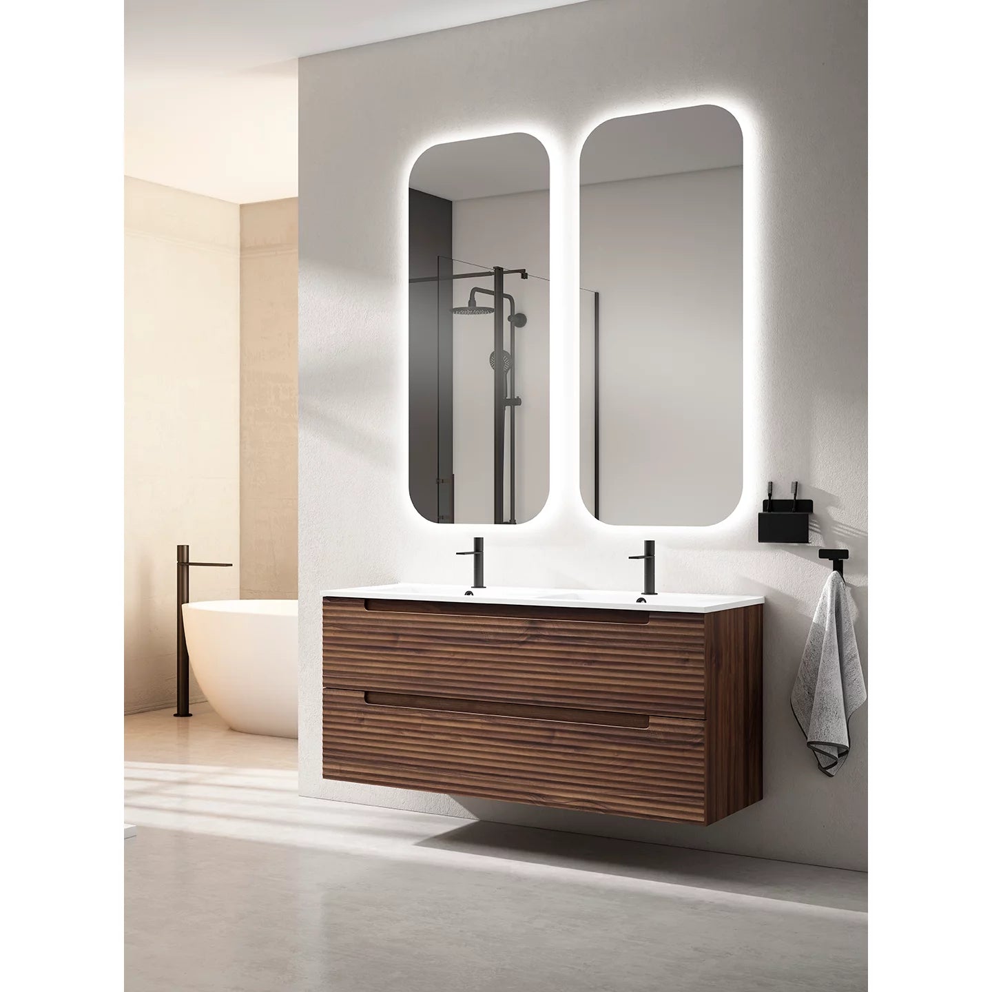 Montello 24" Brown Wood Wall Hung Bathroom Vanity Base Only - Tilevanity.com