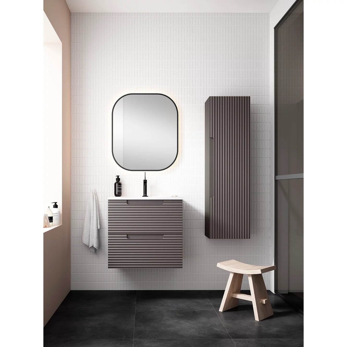 Montello 24" Gray Wall Hung Bathroom Vanity Base Only - Tilevanity.com