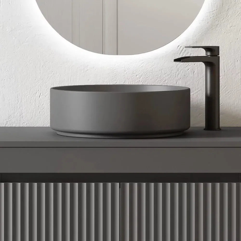Nova Gray Circular 14.5" Ceramic Vessel Sink - Tilevanity.com