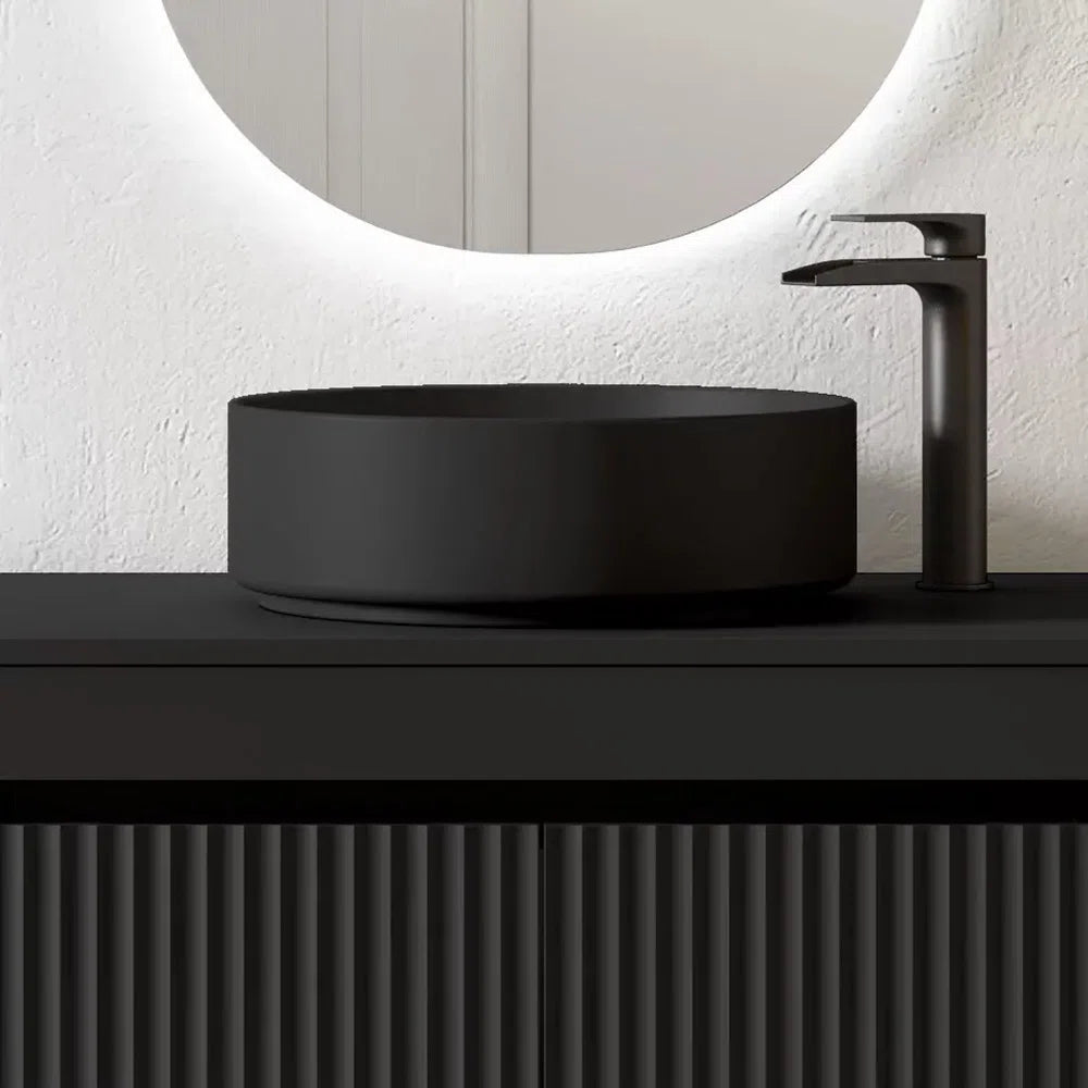 Nova Black Circular 14.5" Ceramic Vessel Sink - Tilevanity.com
