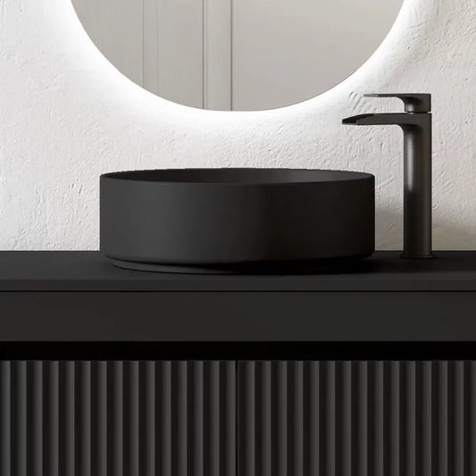 Nova Black Circular 14.5" Ceramic Vessel Sink - Tilevanity.com