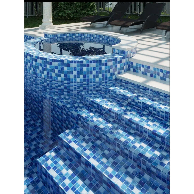 Deepwater Mix Glass Mosaic Tile | Pool Tile Collection | 2 Colors - Tilevanity.com