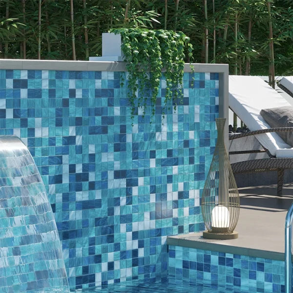 Deepwater Mix Glass Mosaic Tile | Pool Tile Collection | 2 Colors - Tilevanity.com