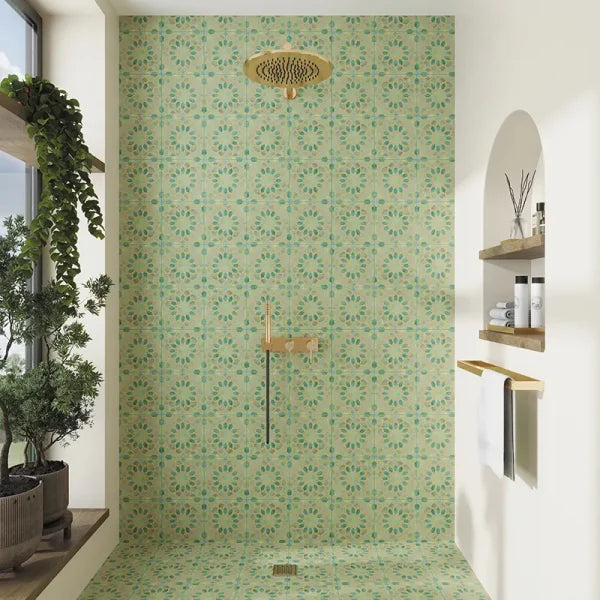 Alhambra Green Porcelain Tile 8x8" - Tilevanity.com