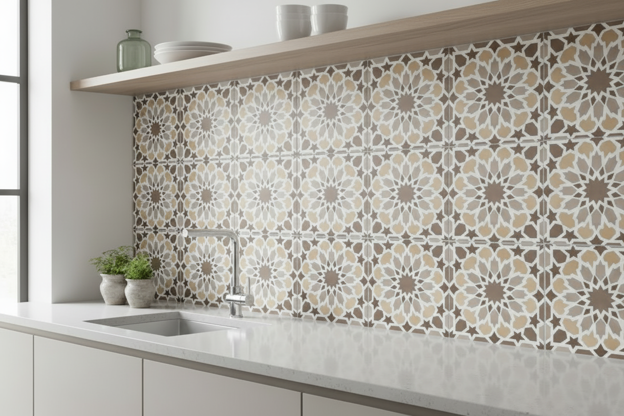 Alhambra Beige Porcelain Tile 8x8" - Tilevanity.com