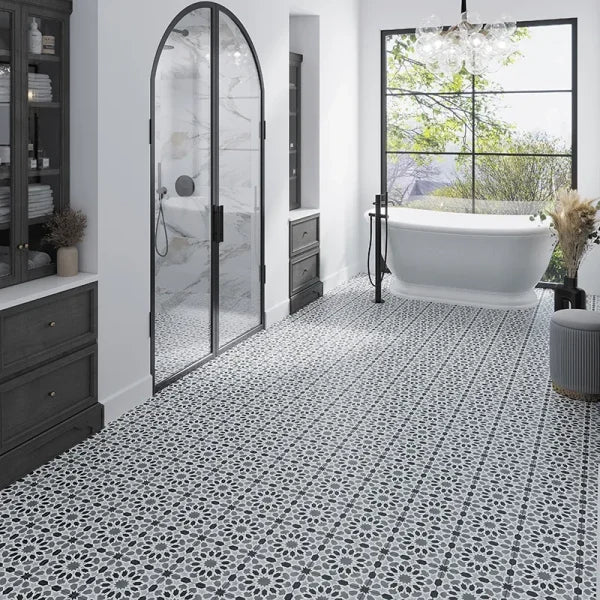 Alhambra Black & White Porcelain Tile 8x8" - Tilevanity.com