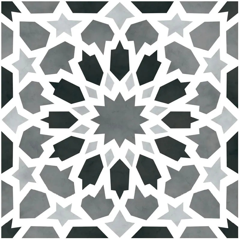 Alhambra Black & White Porcelain Tile 8x8" - Tilevanity.com