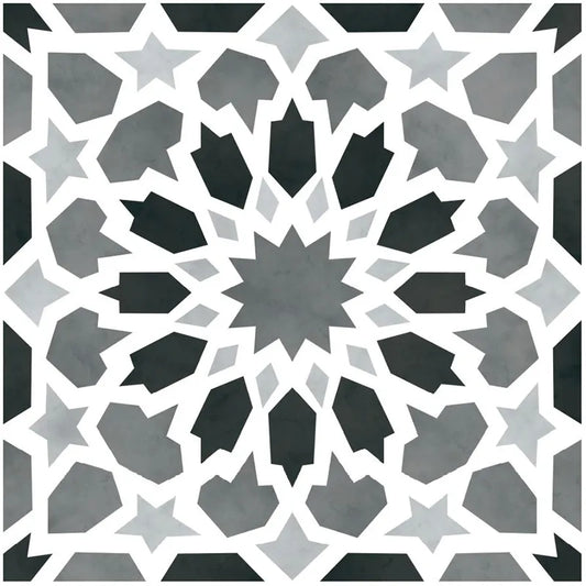 Alhambra Black & White Porcelain Tile 8x8" - Tilevanity.com