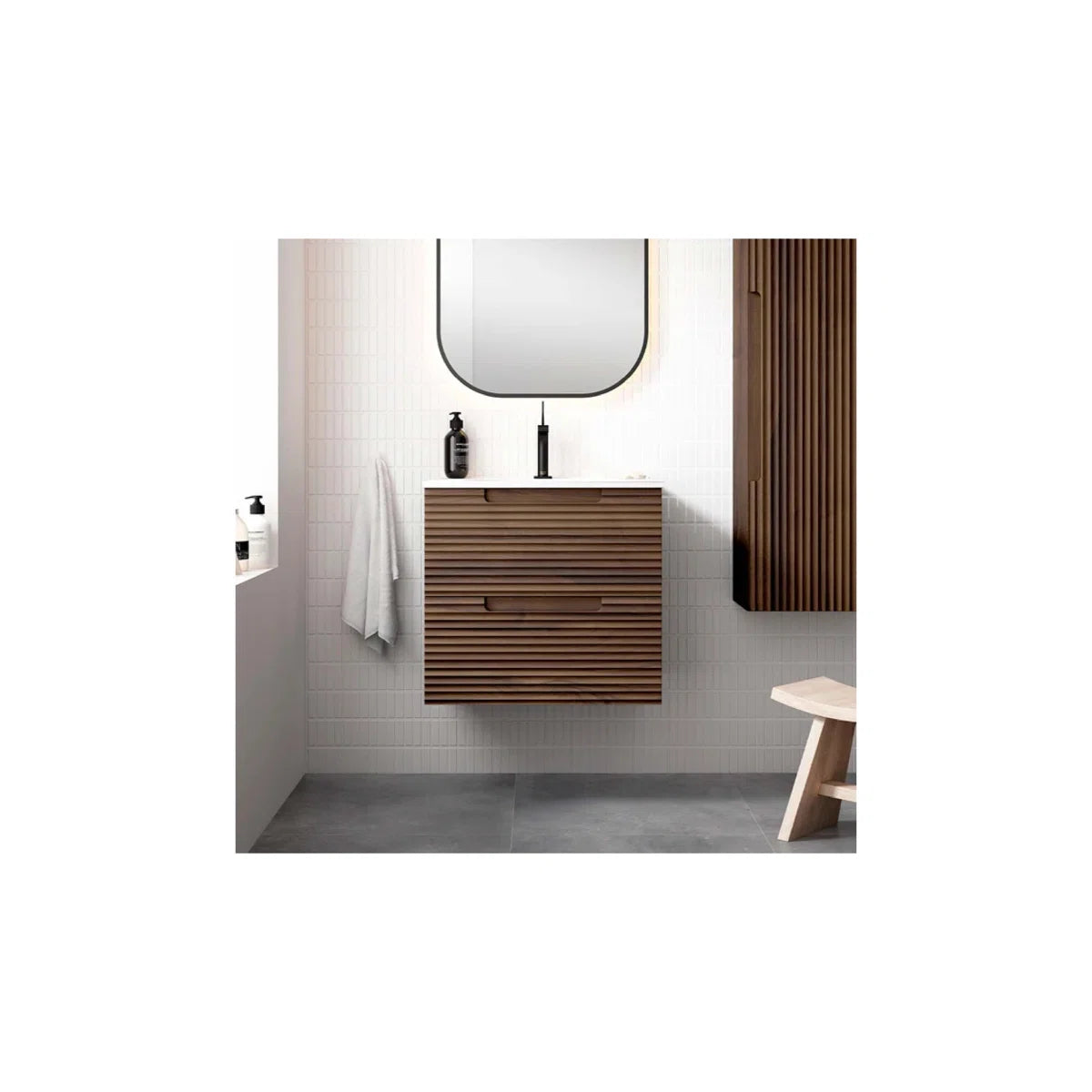 Montello 24" Brown Wood Wall Hung Bathroom Vanity Base Only - Tilevanity.com