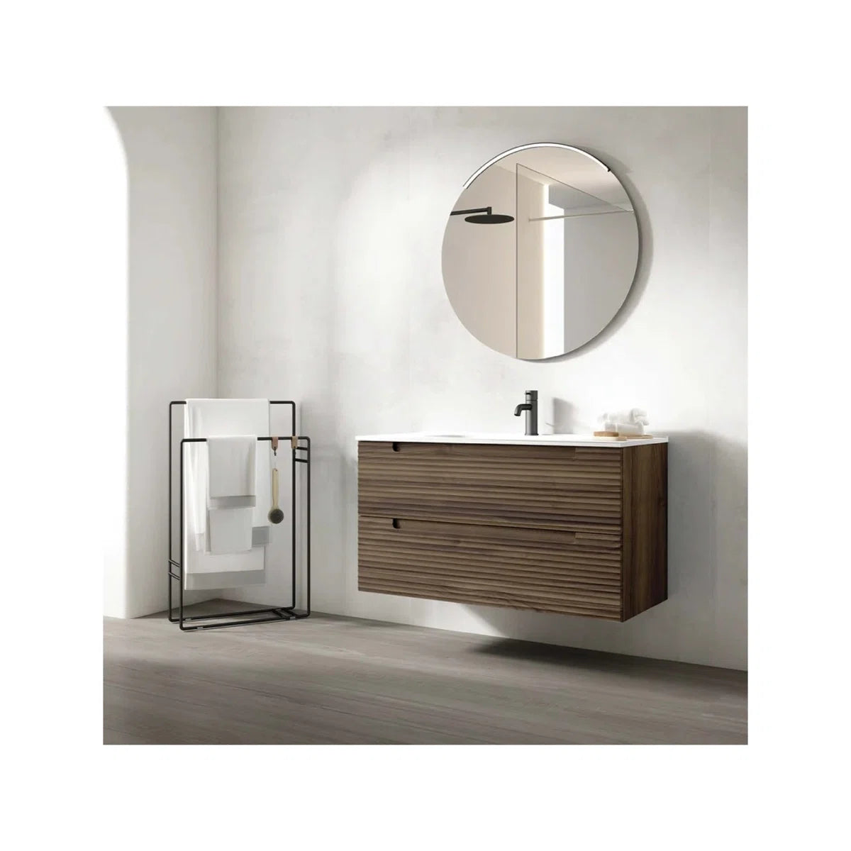 Montello 40" Brown Wood Wall-Mounted Vanity with Sink - Tilevanity.com
