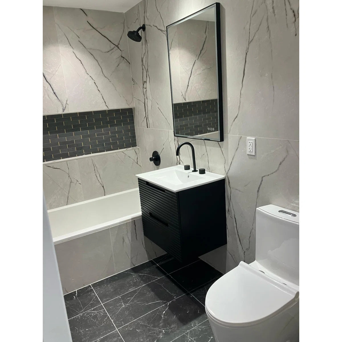 Montello 24" Black Wall Hung Bathroom Vanity Base Only - Tilevanity.com