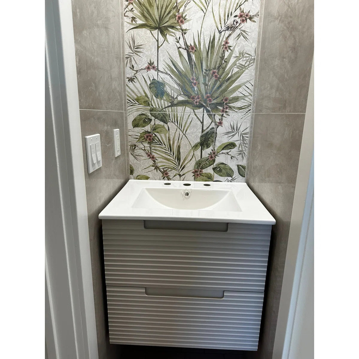 Montello 24" Gray Wall Hung Bathroom Vanity Base Only - Tilevanity.com