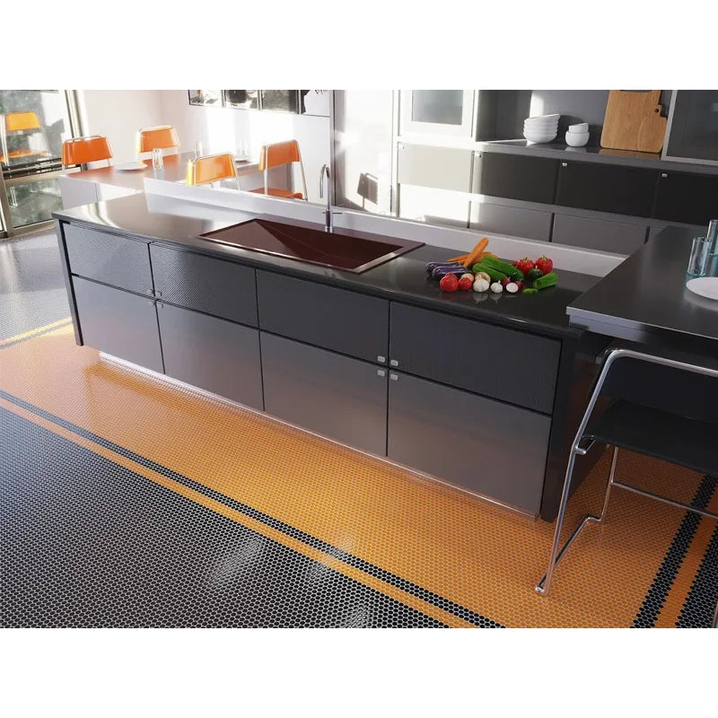 Penny Round Orange Glossy Porcelain Tile Mosaic - Tilevanity.com