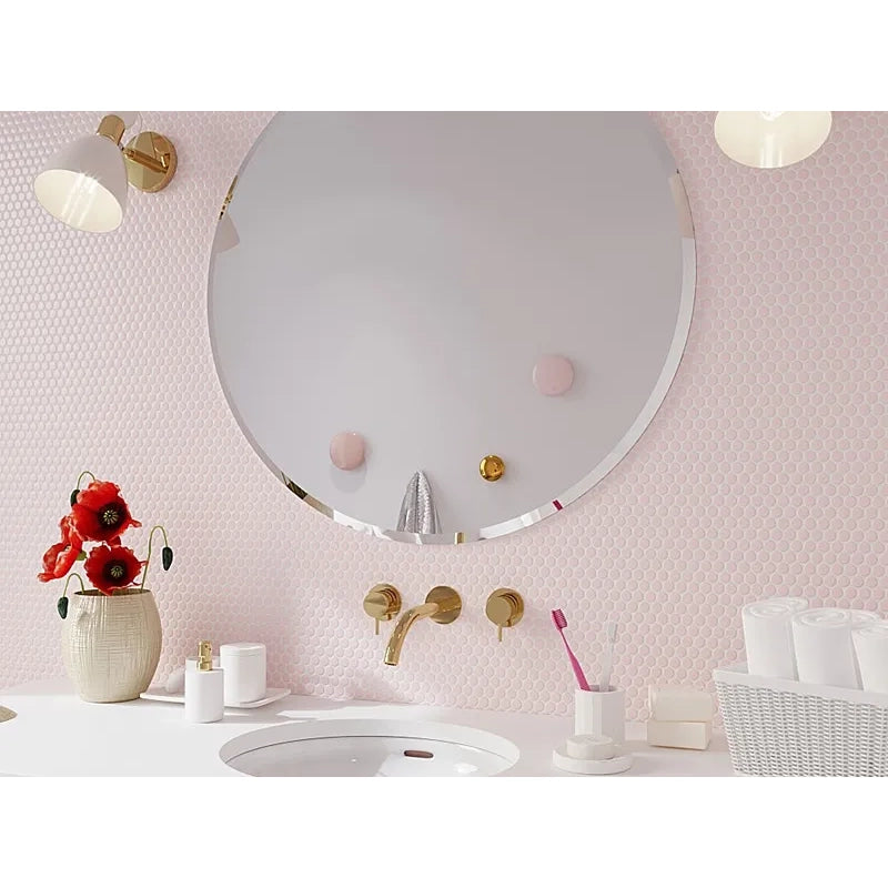 Penny Round Pink Glossy Porcelain Tile Mosaic - Tilevanity.com