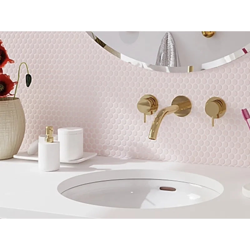 Penny Round Pink Glossy Porcelain Tile Mosaic - Tilevanity.com
