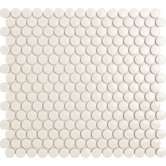 Penny Round Beige Glossy Porcelain Tile Mosaic - Tilevanity.com