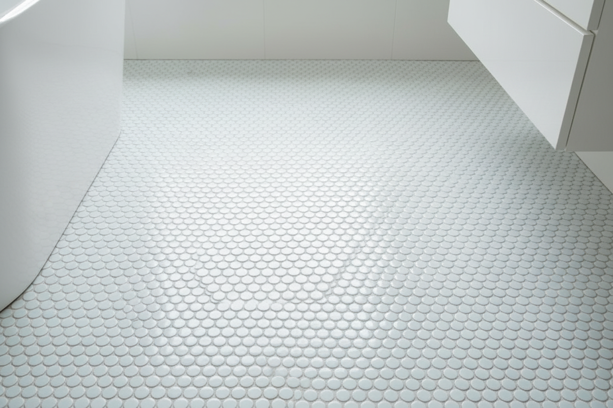 Penny Round Soft Blue Glossy Porcelain Tile Mosaic - Tilevanity.com