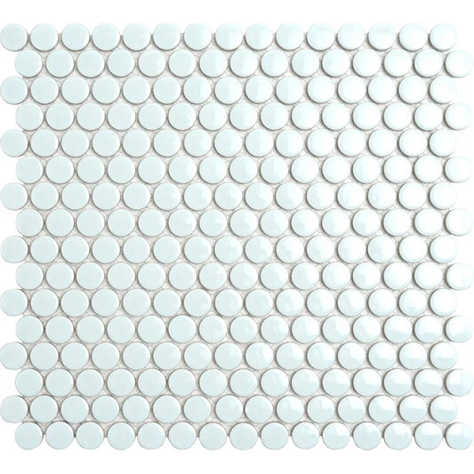Penny Round Soft Blue Glossy Porcelain Tile Mosaic - Tilevanity.com