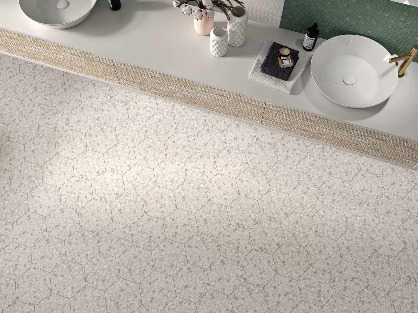 Terazzo Mineral 9.05x10.63" Hexagon Porcelain Tile | 5 Colors