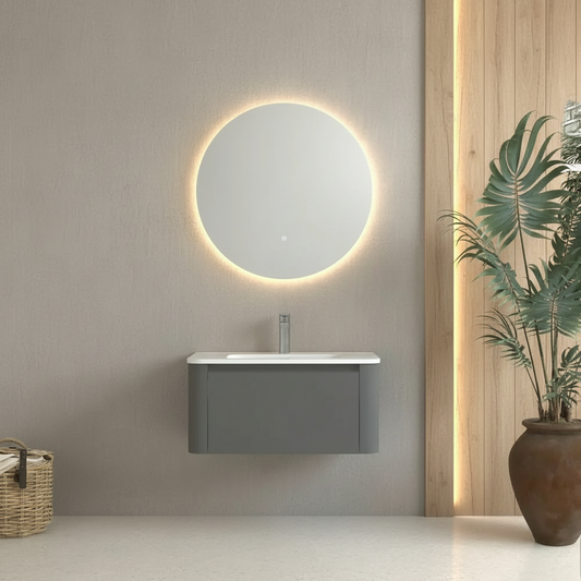 Riley Grey 30" Wall Mounted Bathroom Vanity with Basin