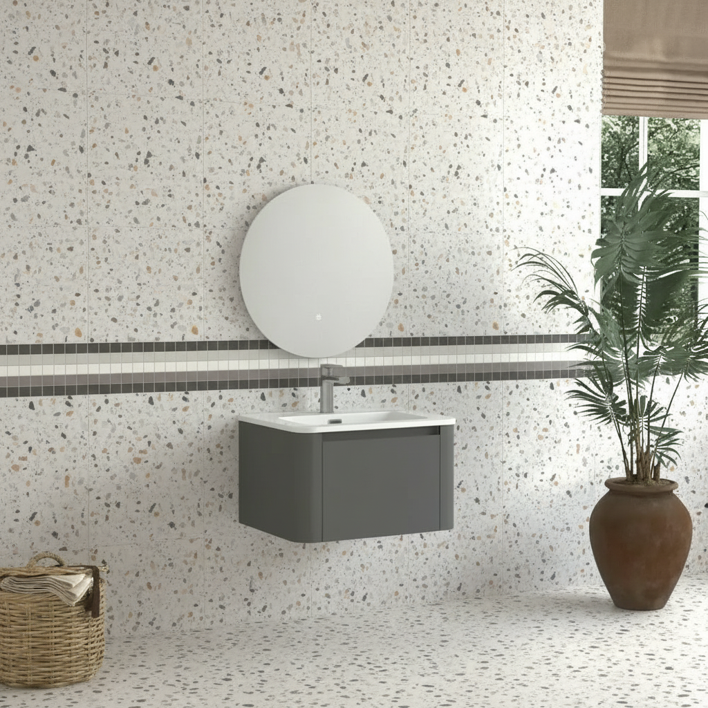 Riley Grey 24" Wall Mounted Bathroom Vanity with Basin