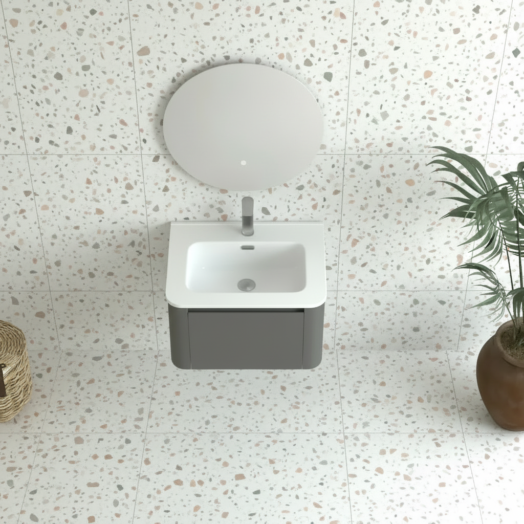 Riley Grey 24" Wall Mounted Bathroom Vanity with Basin