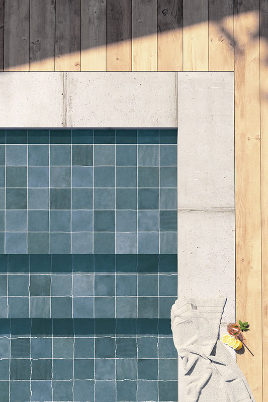 Splash Blue Gloss Porcelain Tile 6x6" | Pool Tile Collection - Tilevanity.com