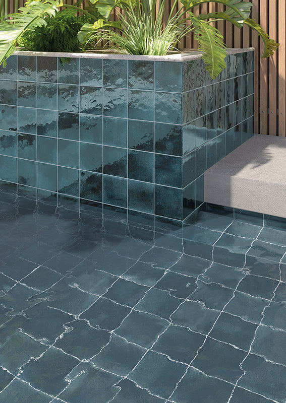 Splash Blue Gloss Porcelain Tile 6x6" | Pool Tile Collection - Tilevanity.com