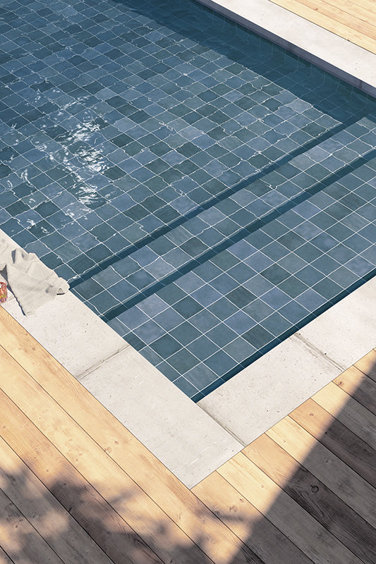 Splash Blue Gloss Porcelain Tile 6x6" | Pool Tile Collection - Tilevanity.com