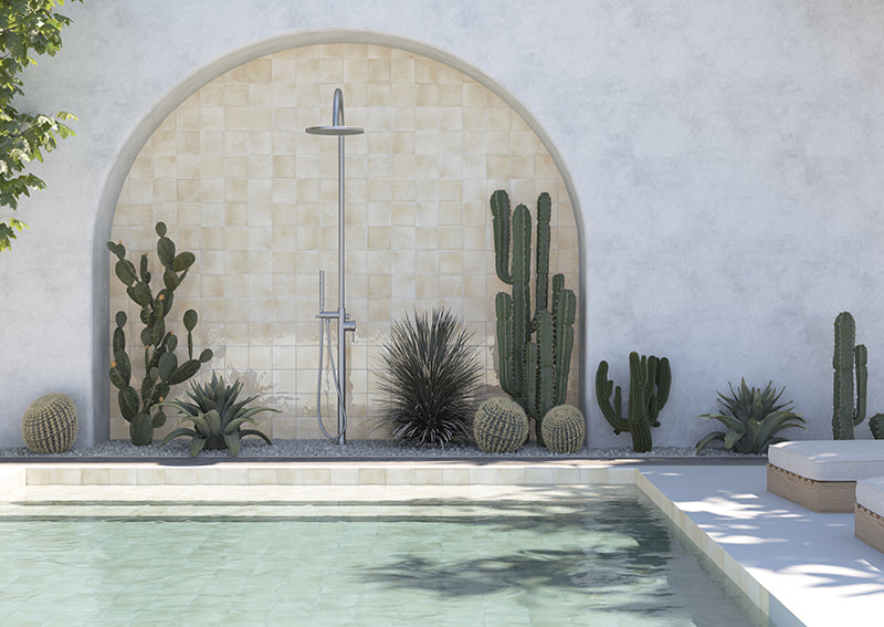 Splash Ivory Gloss Porcelain Tile 6x6" | Pool Tile Collection - Tilevanity.com