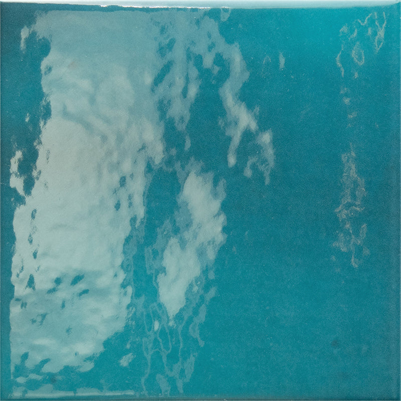 Splash Teal Gloss Porcelain Tile 6x6" | Pool Tile Collection - Tilevanity.com