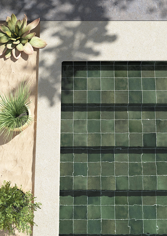 Splash Green Gloss Porcelain Tile 6x6" | Pool Tile Collection - Tilevanity.com