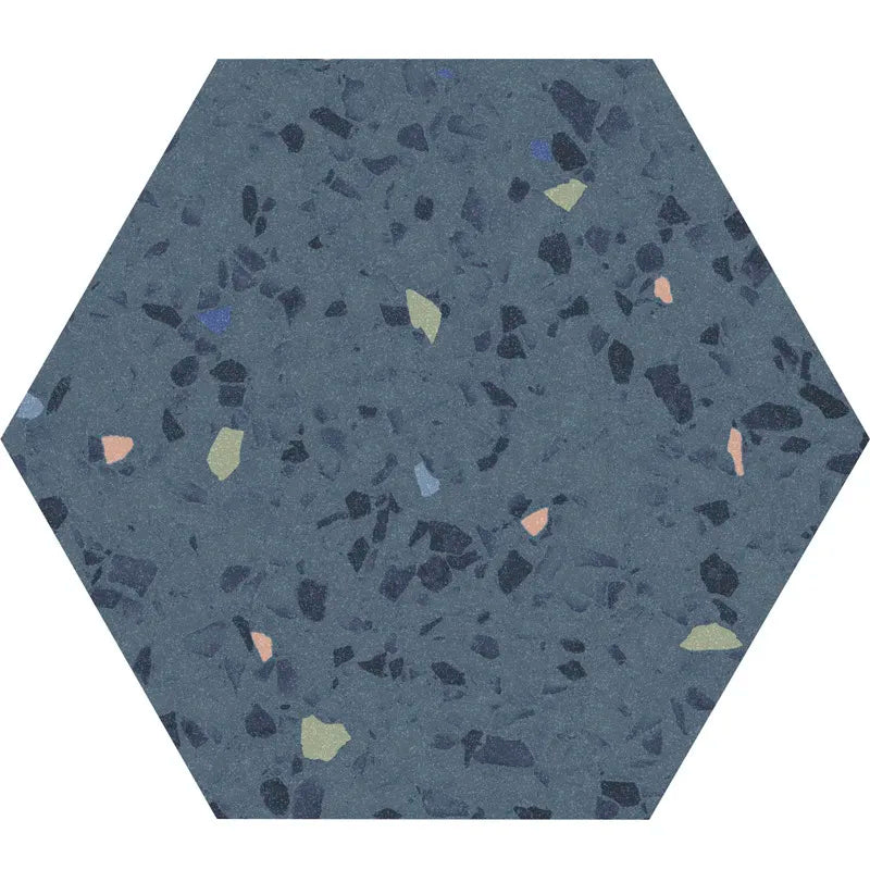 Spark Hexagon Dark Blue Porcelain Tile 8x9"