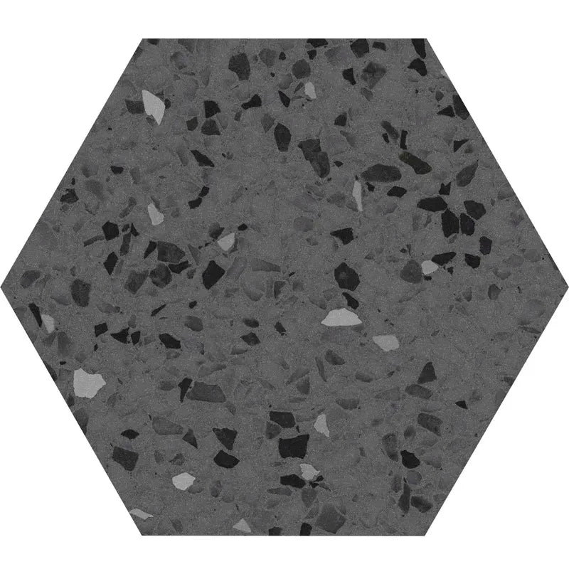 Spark Hexagon Dark Gray Porcelain Tile 8x9"