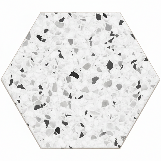 Spark Hexagon Black Porcelain Tile 8x9"