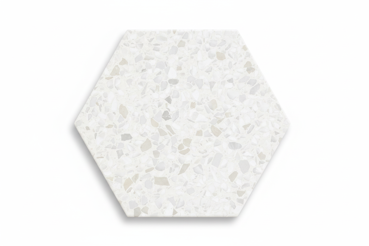 Spark Hexagon White Porcelain Tile 8x9"