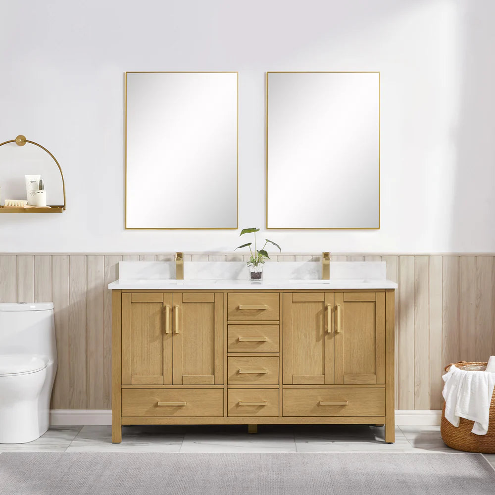 Briar 60" Double Sink Oak Bathroom Vanity | 2 Colors